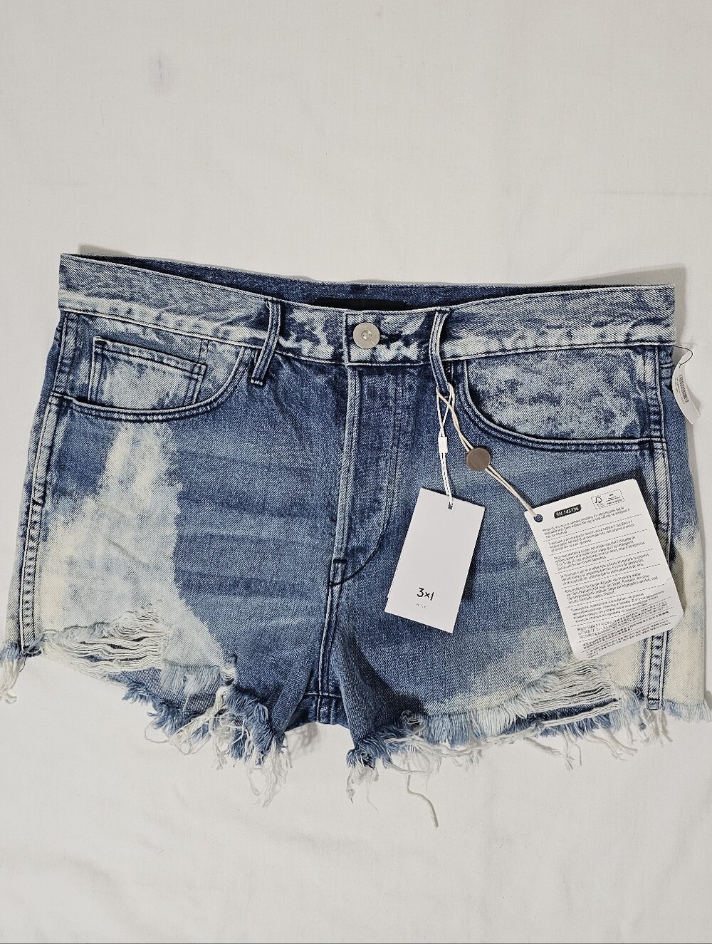 3x1 W2 Mason Denim Shorts Size 28 Vandal Acid Wash Distressed Cutoff NWT - Picture 2 of 9